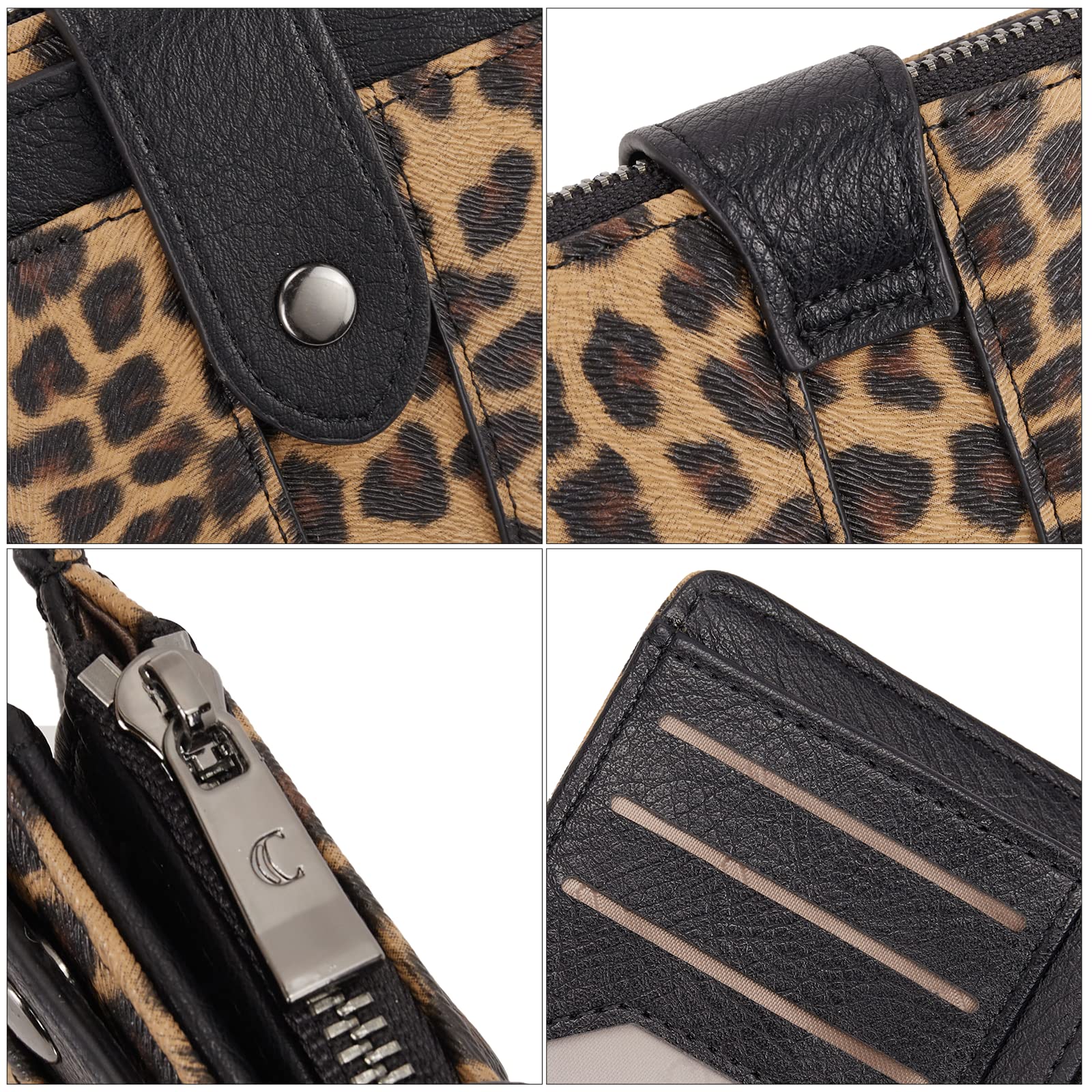 Foto 6 pulgar | Billetera Cluci Pequeña De Piel Plegable Con Monedero Para Mujer - Venta Internacional.