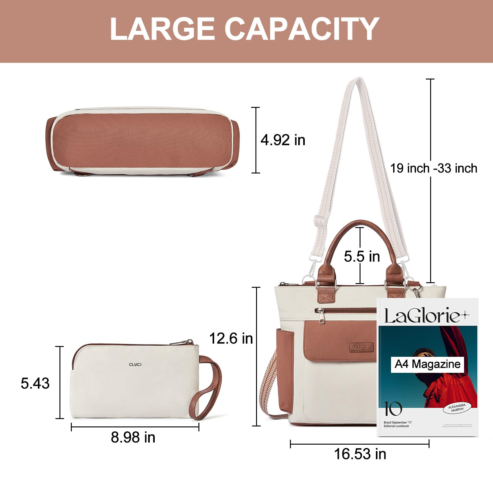 Foto 4 pulgar | Bolsa Cluci Ciuci De Nailon Para Mujer Con Correa Ajustable, 2 Unidades - Venta Internacional.