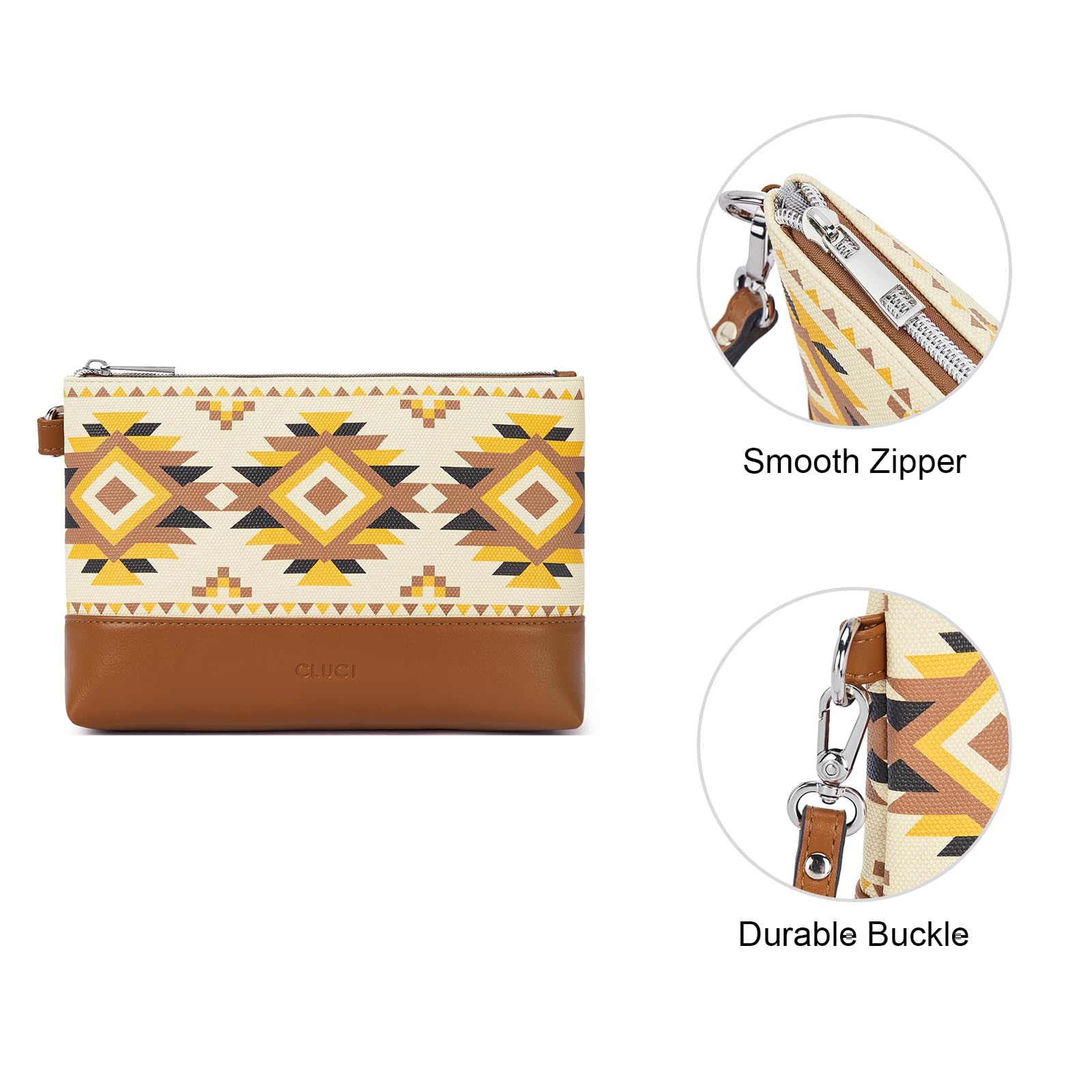 Foto 6 pulgar | Pulsera De Piel Wallet Cluci Para Mujer De Gran Capacidad, Color Beige - Venta Internacional.