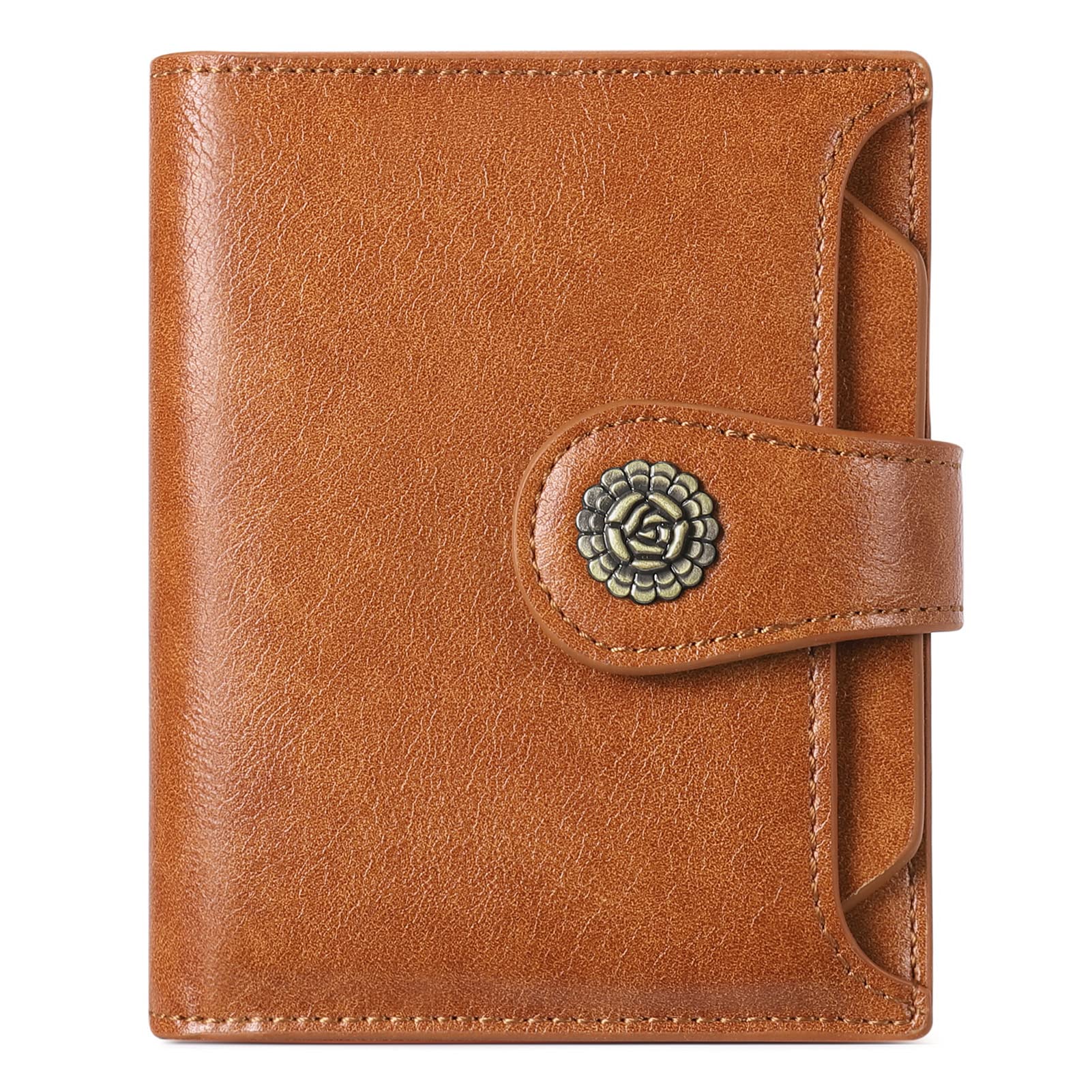 Foto 2 pulgar | Cartera Cluci Pequeña De Piel Con Bloqueo Rfid, Triple Pliegue, Marrón - Venta Internacional.