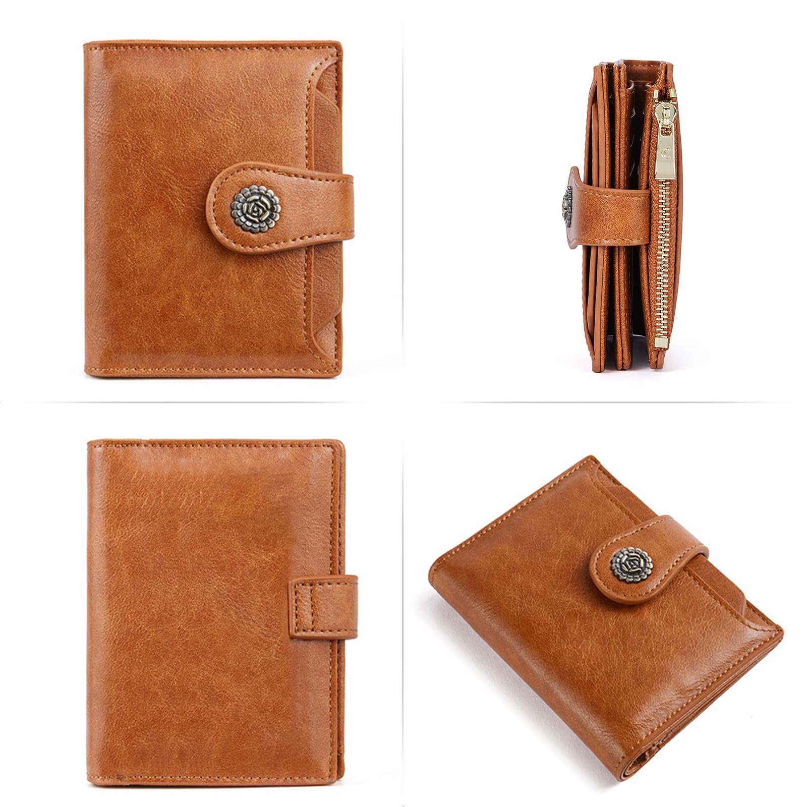 Foto 7 pulgar | Cartera Cluci Pequeña De Piel Con Bloqueo Rfid, Triple Pliegue, Marrón - Venta Internacional.