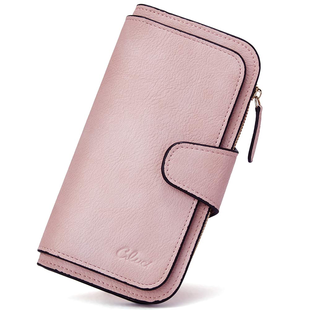 Foto 2 pulgar | Billetera Cluci De Piel Para Mujer Con Bloqueo Rfid, Triple Pliegue, Rosa - Venta Internacional.