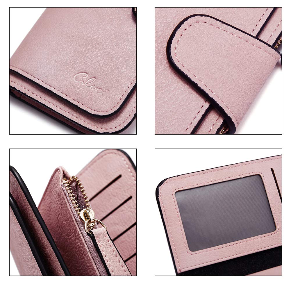 Foto 6 pulgar | Billetera Cluci De Piel Para Mujer Con Bloqueo Rfid, Triple Pliegue, Rosa - Venta Internacional.