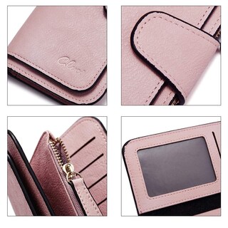 Foto 5 | Billetera Cluci De Piel Para Mujer Con Bloqueo Rfid, Triple Pliegue, Rosa - Venta Internacional.