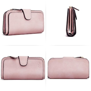 Foto 6 | Billetera Cluci De Piel Para Mujer Con Bloqueo Rfid, Triple Pliegue, Rosa - Venta Internacional.