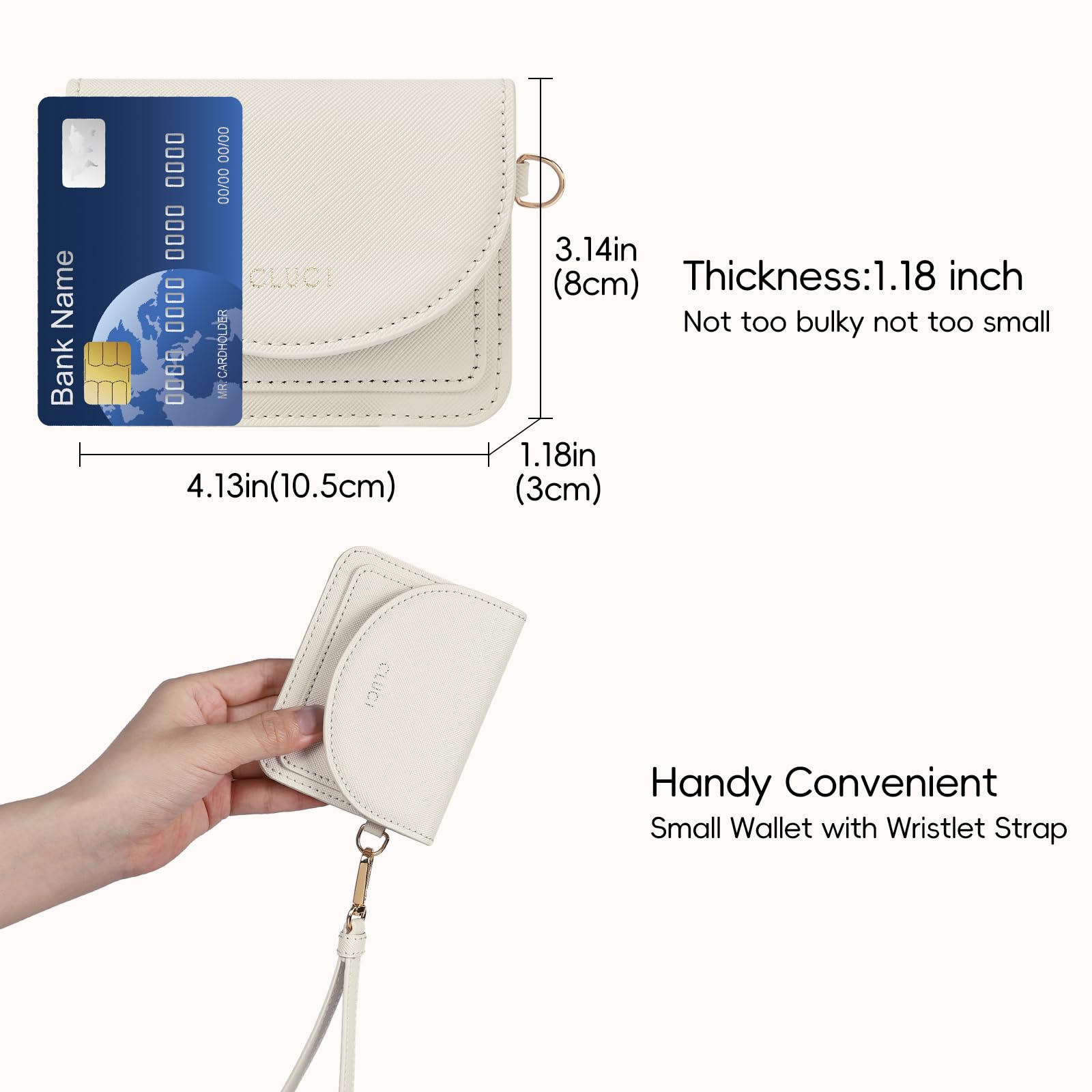 Foto 5 | Tarjetero Pequeño De Piel Con Bloqueo Rfid Wallet Cluci, Color Beige - Venta Internacional.