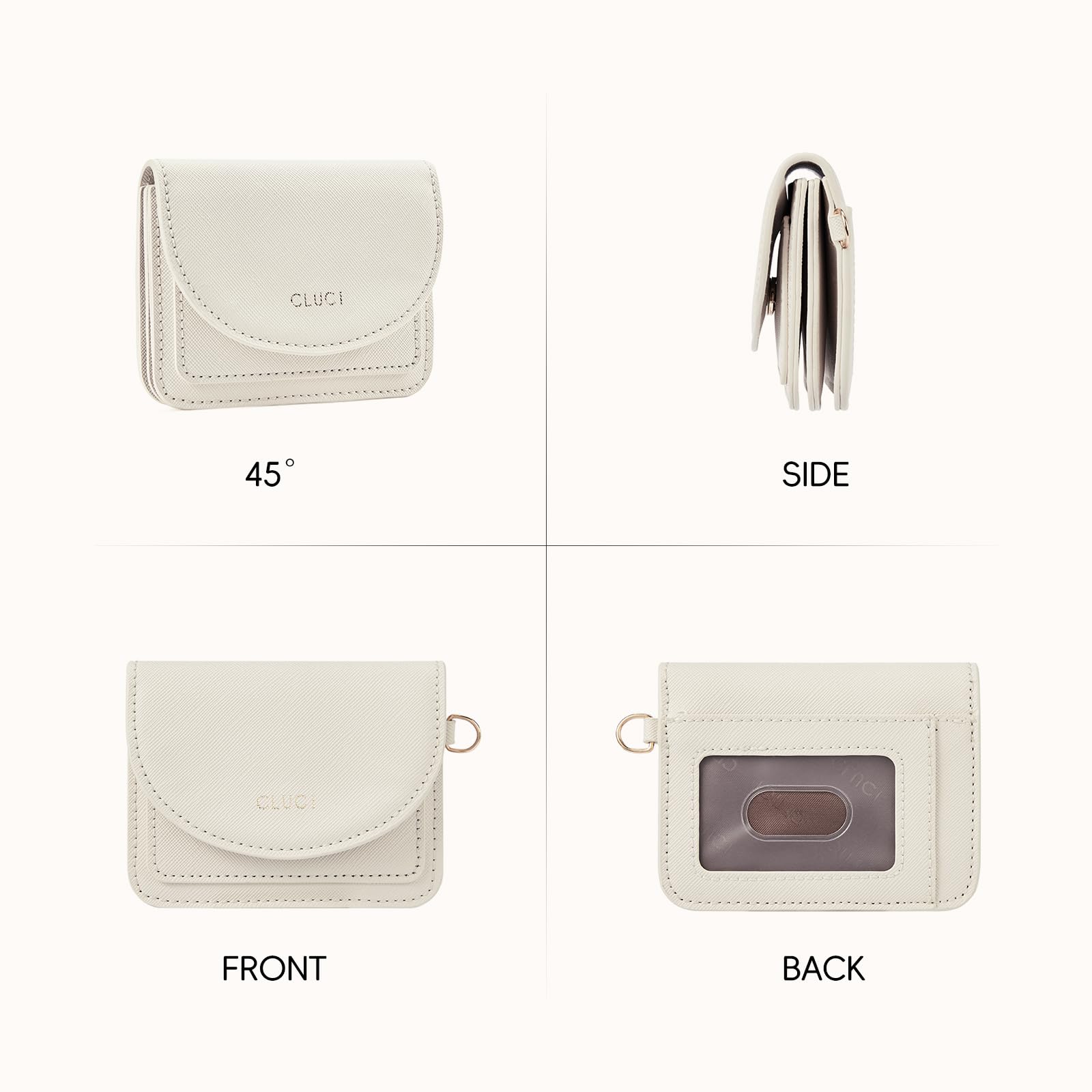 Foto 6 | Tarjetero Pequeño De Piel Con Bloqueo Rfid Wallet Cluci, Color Beige - Venta Internacional.