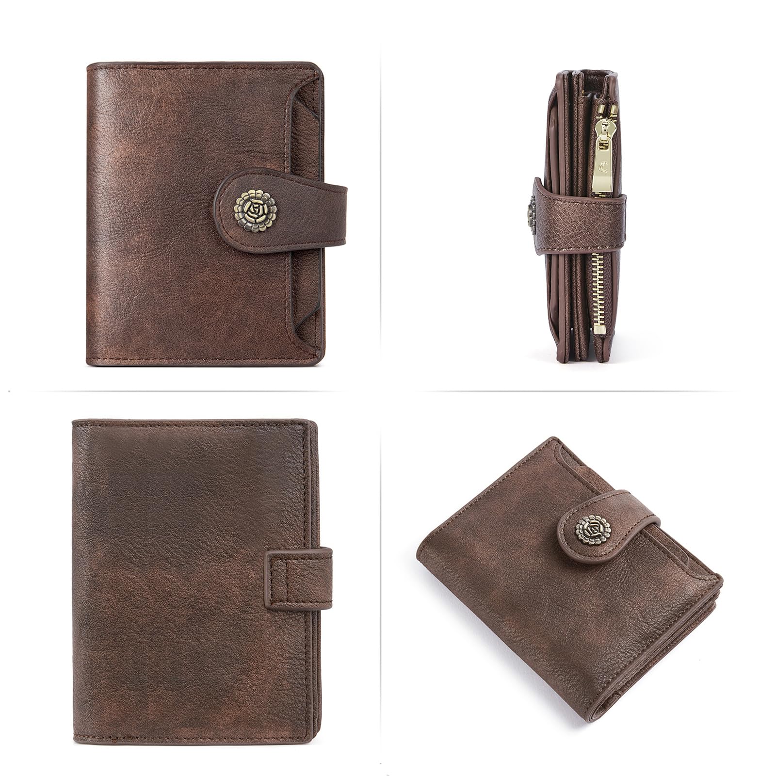 Foto 7 | Cartera Cluci Pequeña Con Bloqueo Rfid De Piel Con Triple Pliegue, Color Café - Venta Internacional.