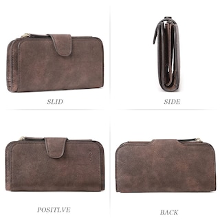 Foto 6 | Billetera Cluci De Piel Para Mujer, Triple Pliegue, Con Bloqueo Rfid, Color Café - Venta Internacional.
