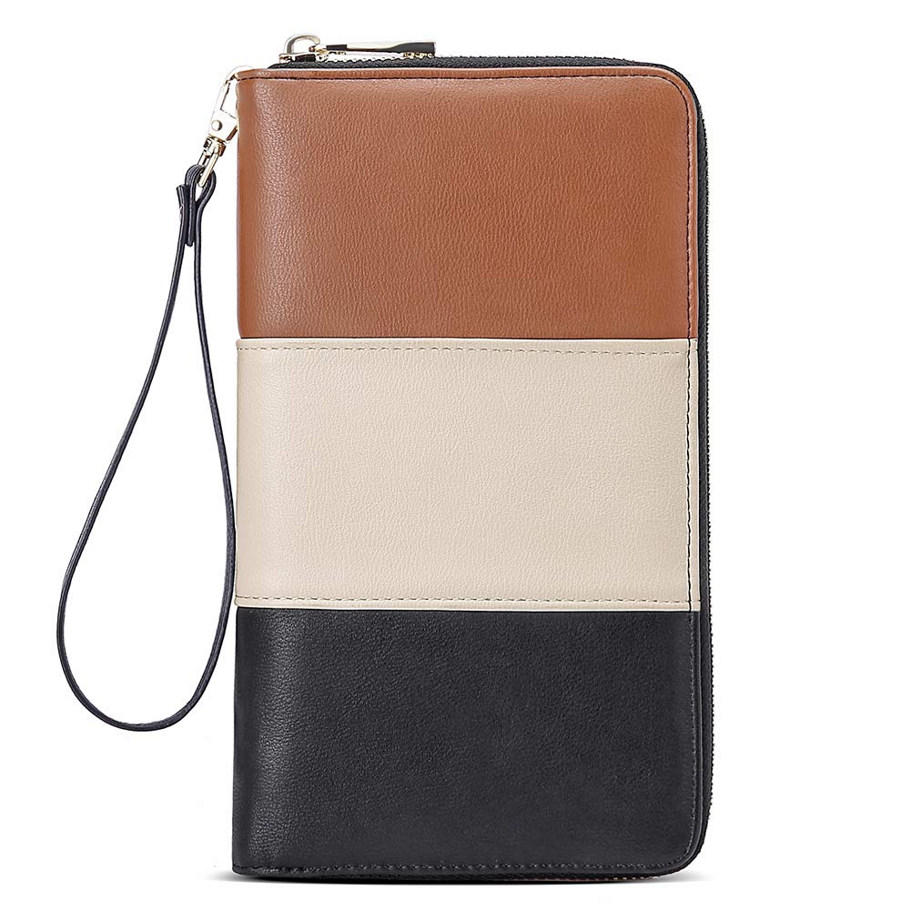 Cartera Cluci Para Mujer, Grande, De Piel, Con Bloqueo Rfid, Color Negro - Venta Internacional. $1,079