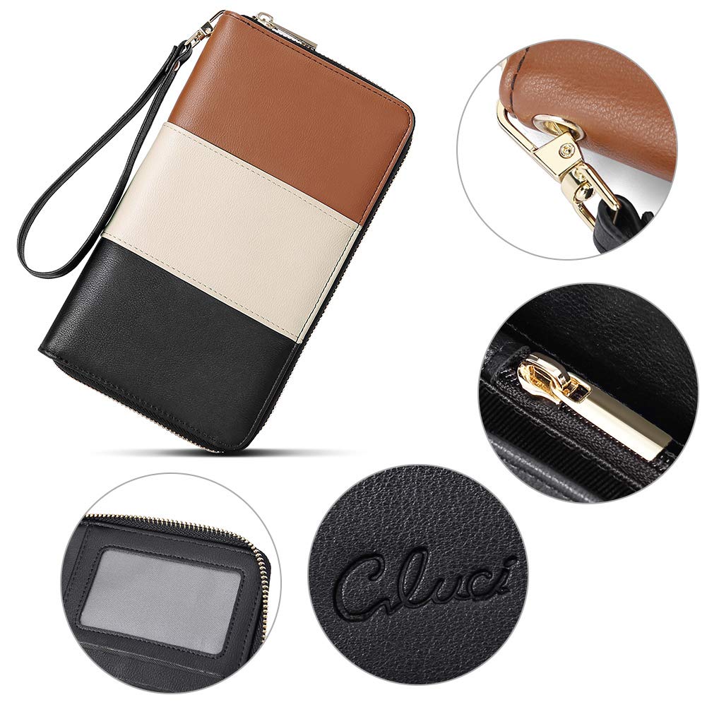 Foto 6 pulgar | Cartera Cluci Para Mujer, Grande, De Piel, Con Bloqueo Rfid, Color Negro - Venta Internacional.