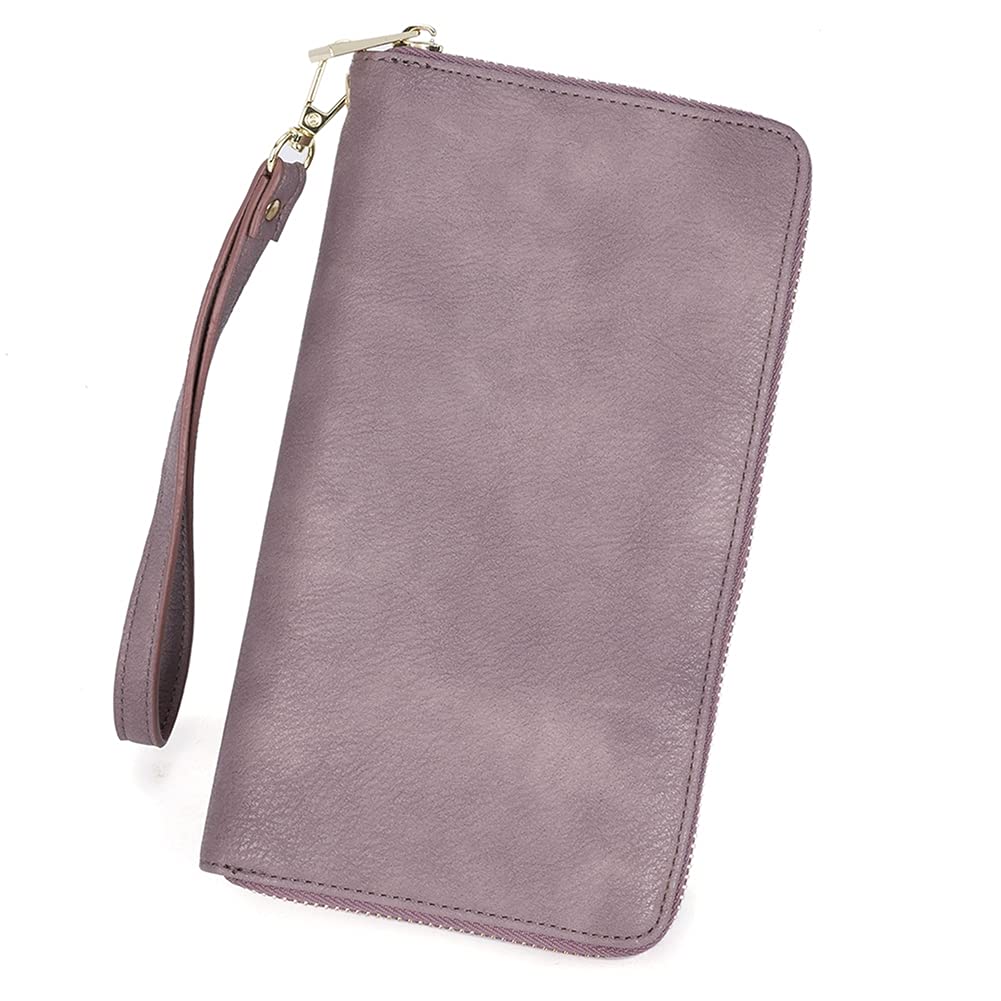 Cartera Cluci Para Mujer, Grande, De Piel, Con Bloqueo Rfid, Color Morado - Venta Internacional. $1,059