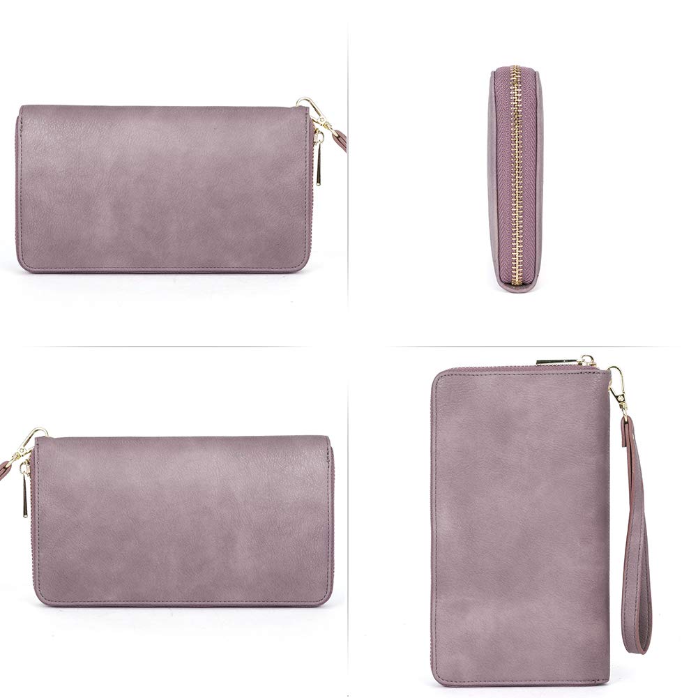 Foto 6 | Cartera Cluci Para Mujer, Grande, De Piel, Con Bloqueo Rfid, Color Morado - Venta Internacional.