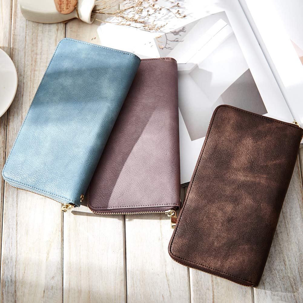 Foto 7 | Cartera Cluci Para Mujer, Grande, De Piel, Con Bloqueo Rfid, Color Morado - Venta Internacional.
