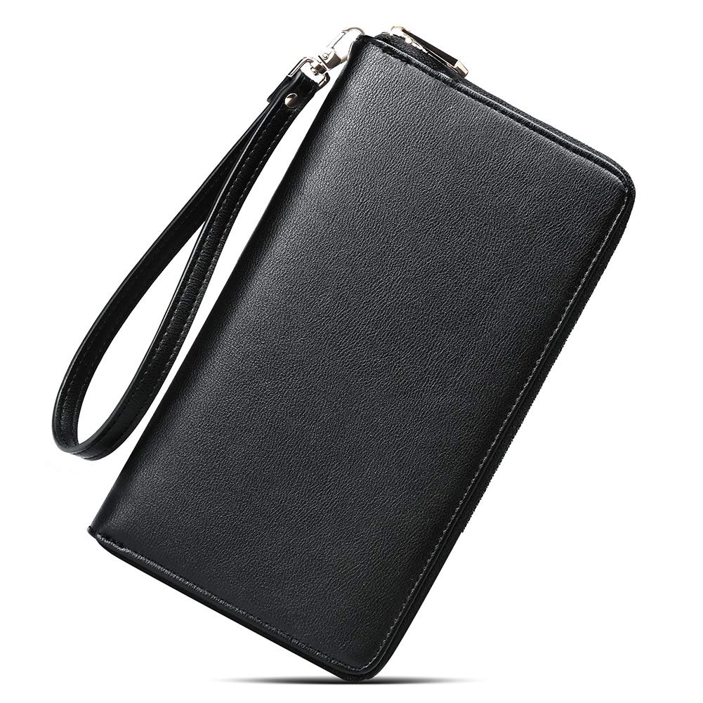 Foto 1 | Cartera Cluci Para Mujer, Grande, De Piel, Con Bloqueo Rfid, Color Negro - Venta Internacional.