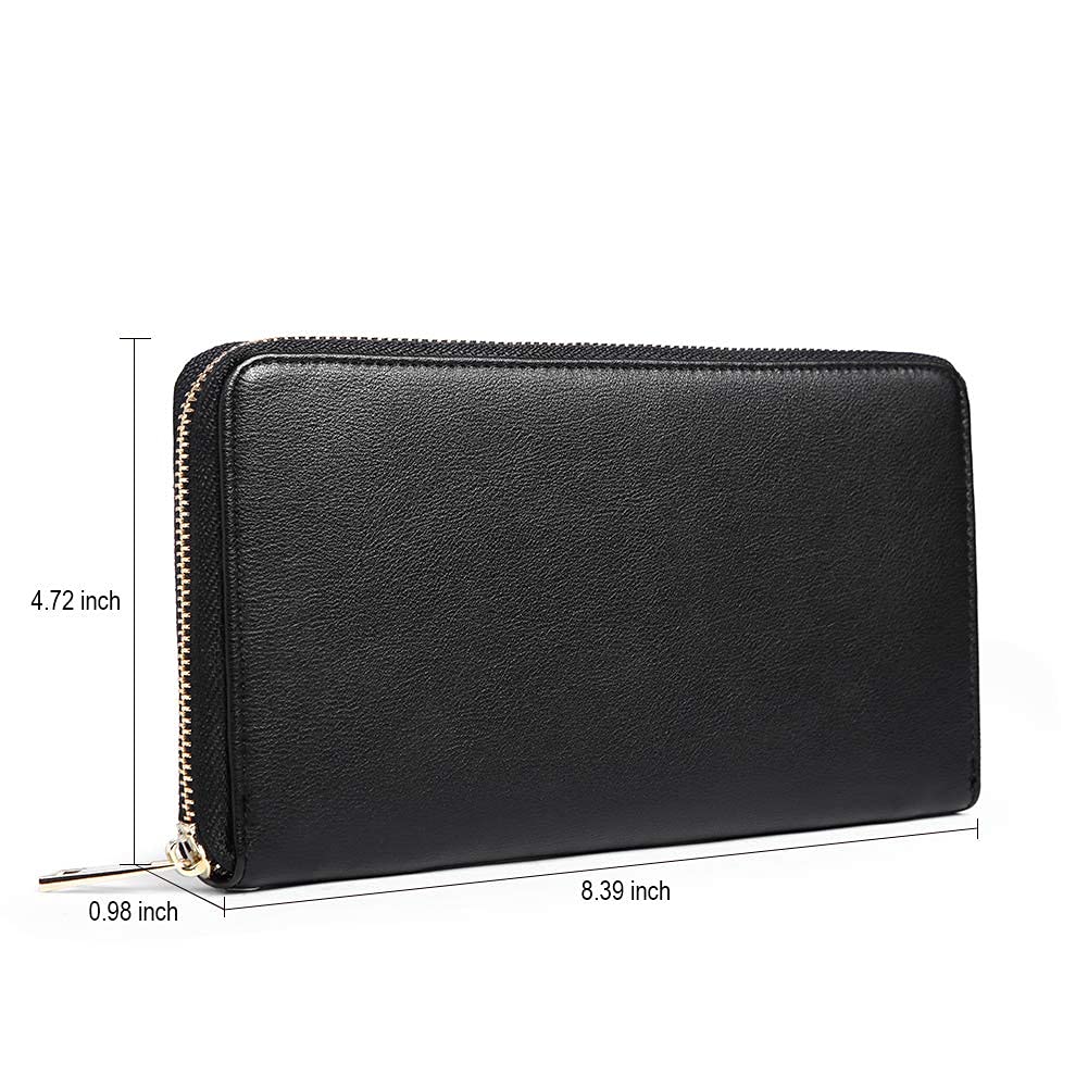 Foto 5 pulgar | Cartera Cluci Para Mujer, Grande, De Piel, Con Bloqueo Rfid, Color Negro - Venta Internacional.