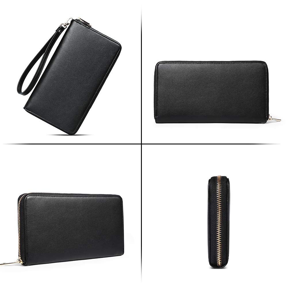 Foto 7 pulgar | Cartera Cluci Para Mujer, Grande, De Piel, Con Bloqueo Rfid, Color Negro - Venta Internacional.