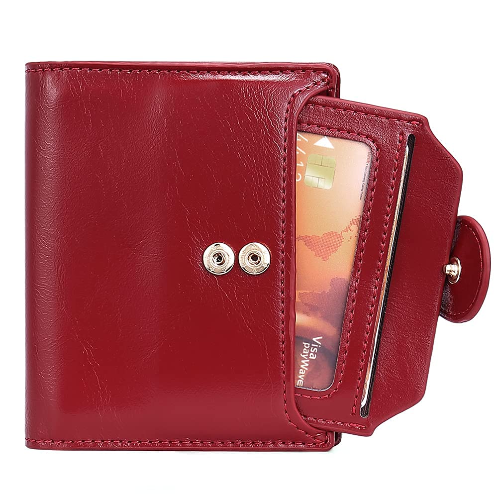 Foto 6 | Cartera Cluci Pequeña De Piel Con Bloqueo Rfid, Triple Pliegue, Roja - Venta Internacional.
