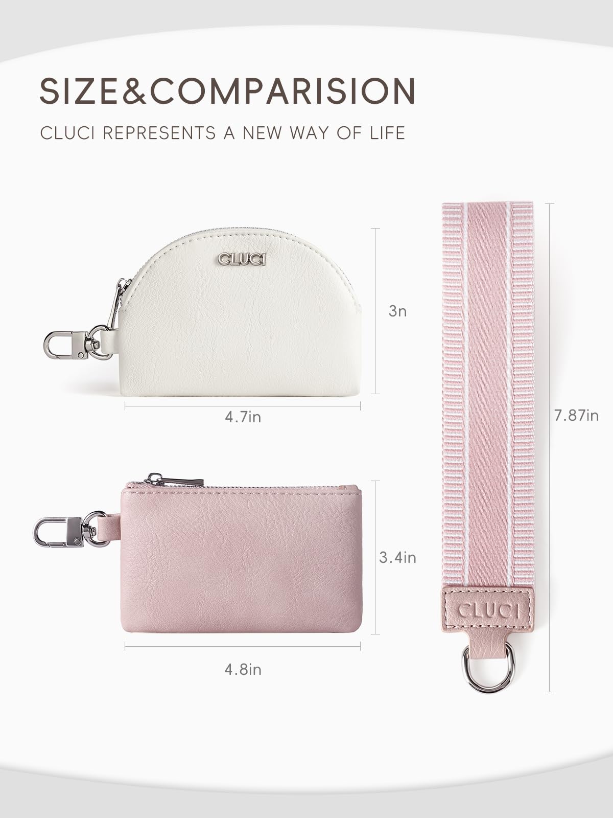 Foto 3 | Cartera De Pulsera Cluci Con Doble Funda De Piel Para Mujer, Color Rosa - Venta Internacional.