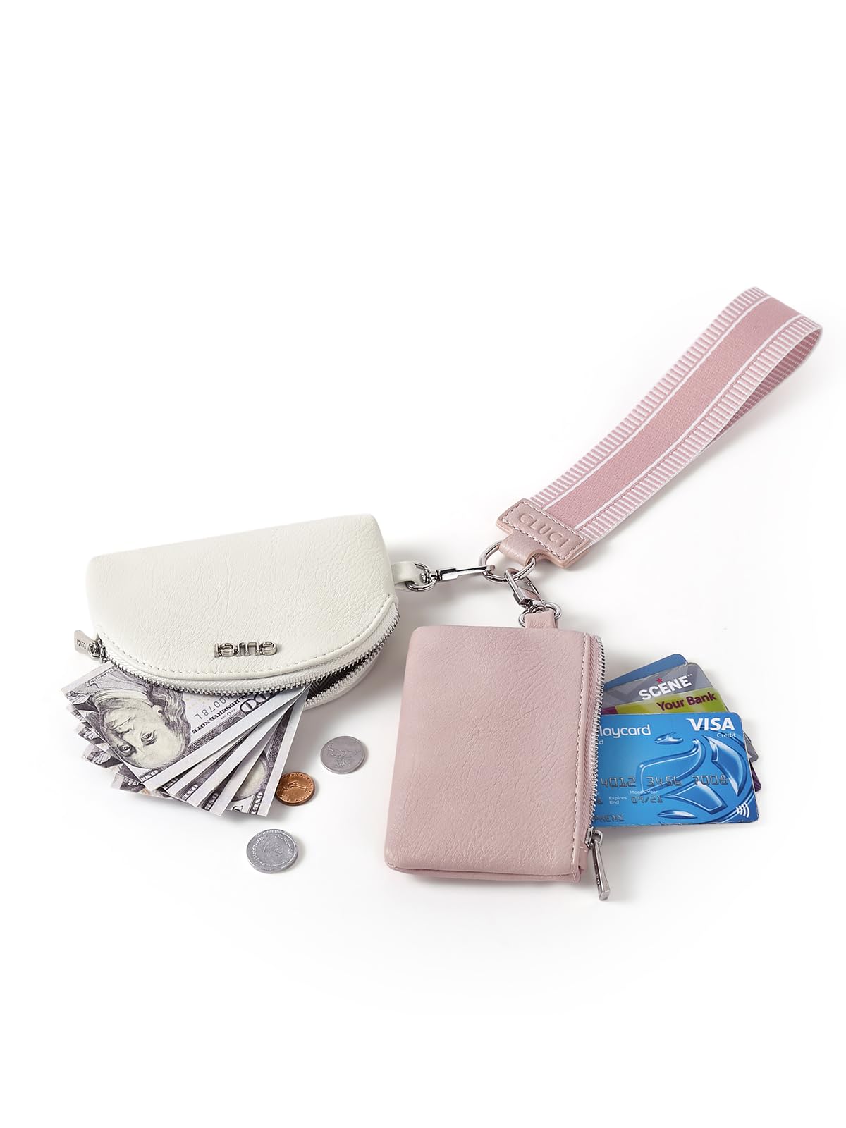 Foto 7 pulgar | Cartera De Pulsera Cluci Con Doble Funda De Piel Para Mujer, Color Rosa - Venta Internacional.
