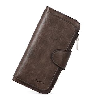 Foto 1 | Billetera Cluci De Piel Para Mujer, Triple Pliegue, Con Bloqueo Rfid, Color Café - Venta Internacional.
