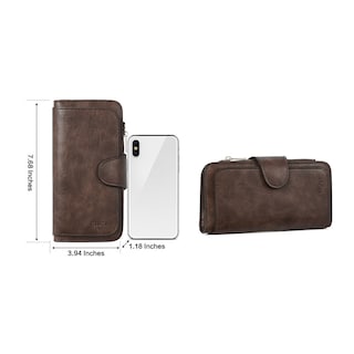 Foto 2 | Billetera Cluci De Piel Para Mujer, Triple Pliegue, Con Bloqueo Rfid, Color Café - Venta Internacional.