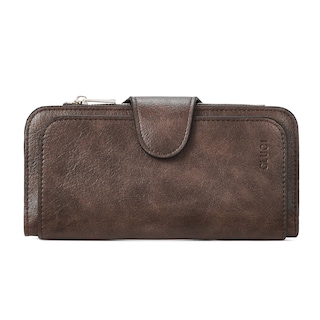 Foto 6 | Billetera Cluci De Piel Para Mujer, Triple Pliegue, Con Bloqueo Rfid, Color Café - Venta Internacional.