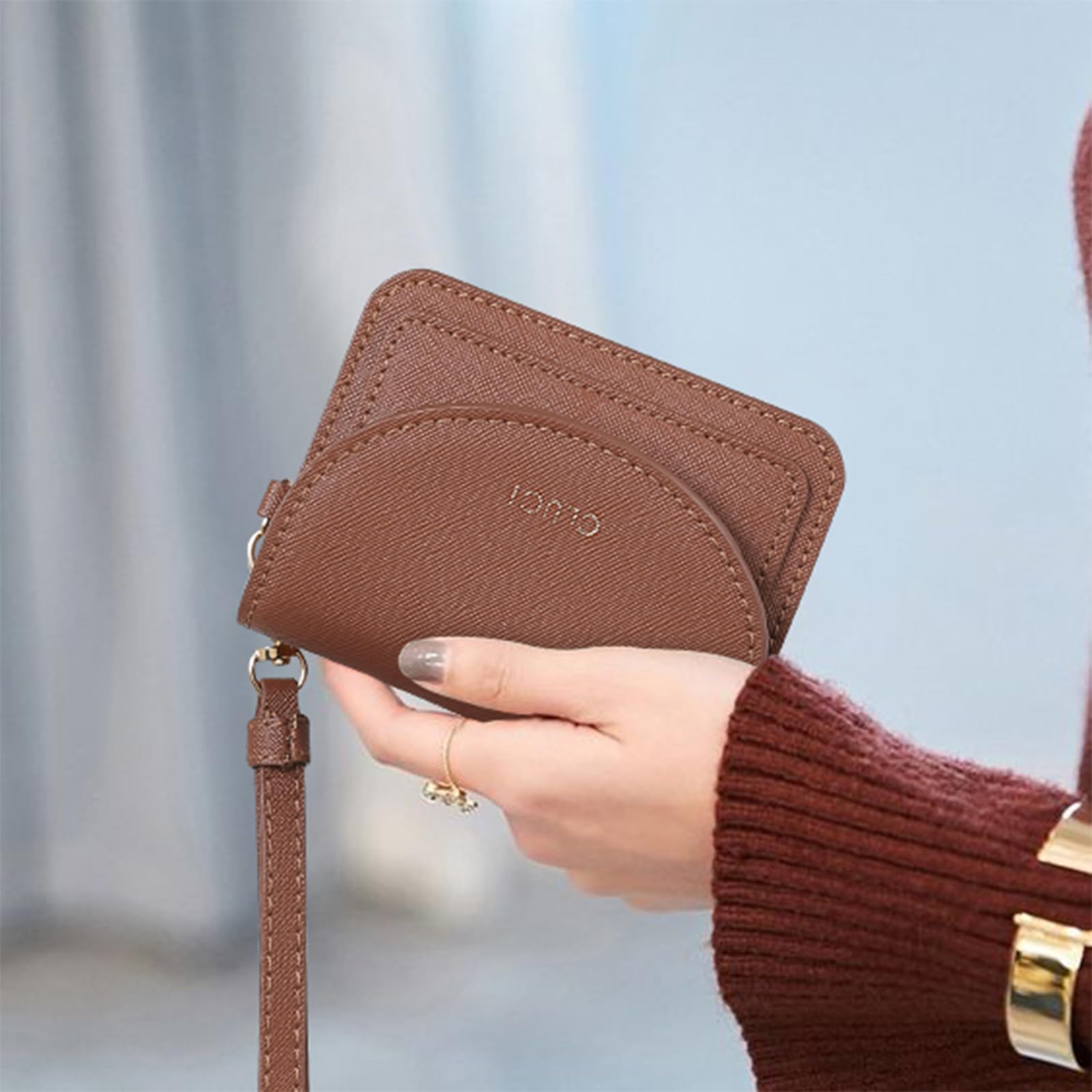 Foto 3 pulgar | Cartera Cluci Pequeña De Piel Para Mujer Con Bloqueo Rfid, Color Marrón - Venta Internacional.