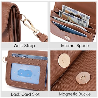 Foto 3 | Cartera Cluci Pequeña De Piel Para Mujer Con Bloqueo Rfid, Color Marrón - Venta Internacional.