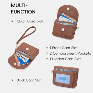 Foto 4 | Cartera Cluci Pequeña De Piel Para Mujer Con Bloqueo Rfid, Color Marrón - Venta Internacional.