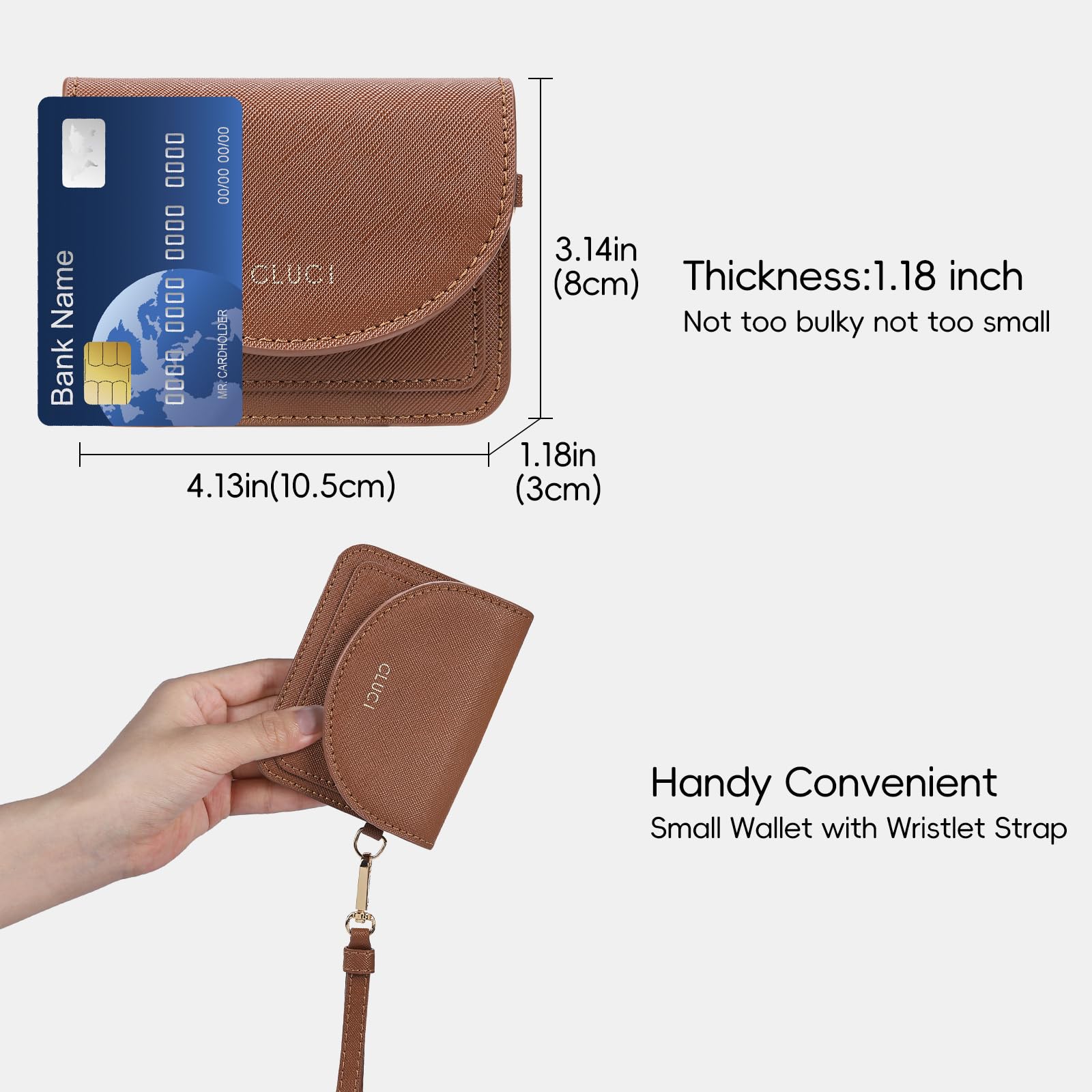 Foto 6 pulgar | Cartera Cluci Pequeña De Piel Para Mujer Con Bloqueo Rfid, Color Marrón - Venta Internacional.