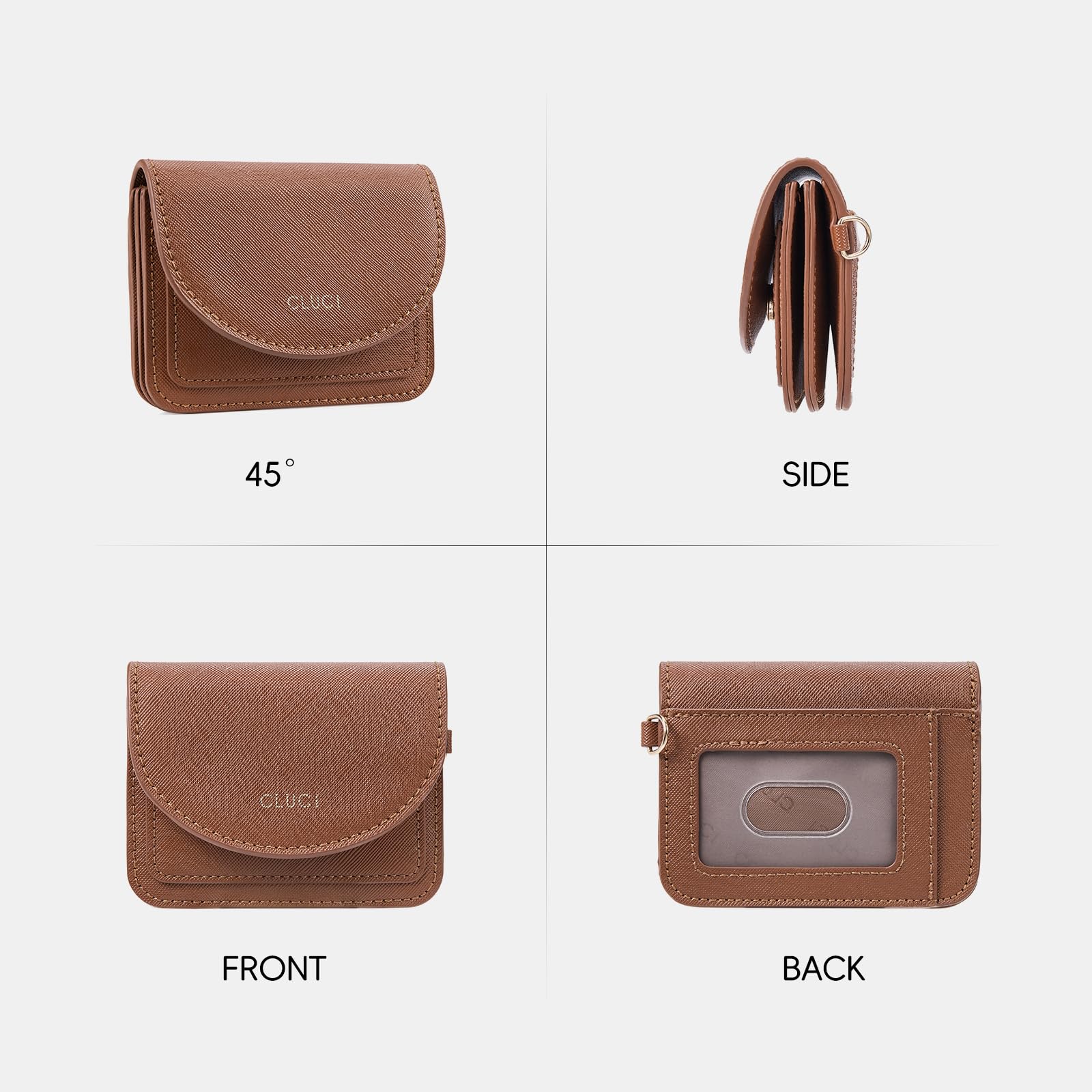 Foto 7 pulgar | Cartera Cluci Pequeña De Piel Para Mujer Con Bloqueo Rfid, Color Marrón - Venta Internacional.