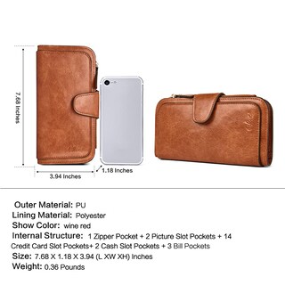 Foto 3 | Billetera Cluci De Piel Para Mujer Con Bloqueo Rfid, Triple Pliegue, Marrón - Venta Internacional.