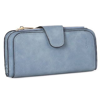 Foto 6 | Billetera Cluci De Piel Para Mujer Con Bloqueo Rfid, Triple Pliegue, Azul - Venta Internacional.