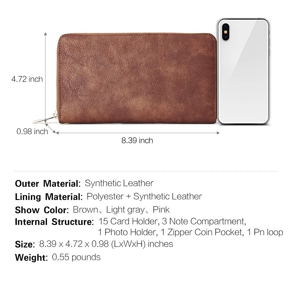 Foto 4 pulgar | Cartera Cluci Para Mujer, Grande, De Piel, Con Bloqueo Rfid, Color Marrón - Venta Internacional.