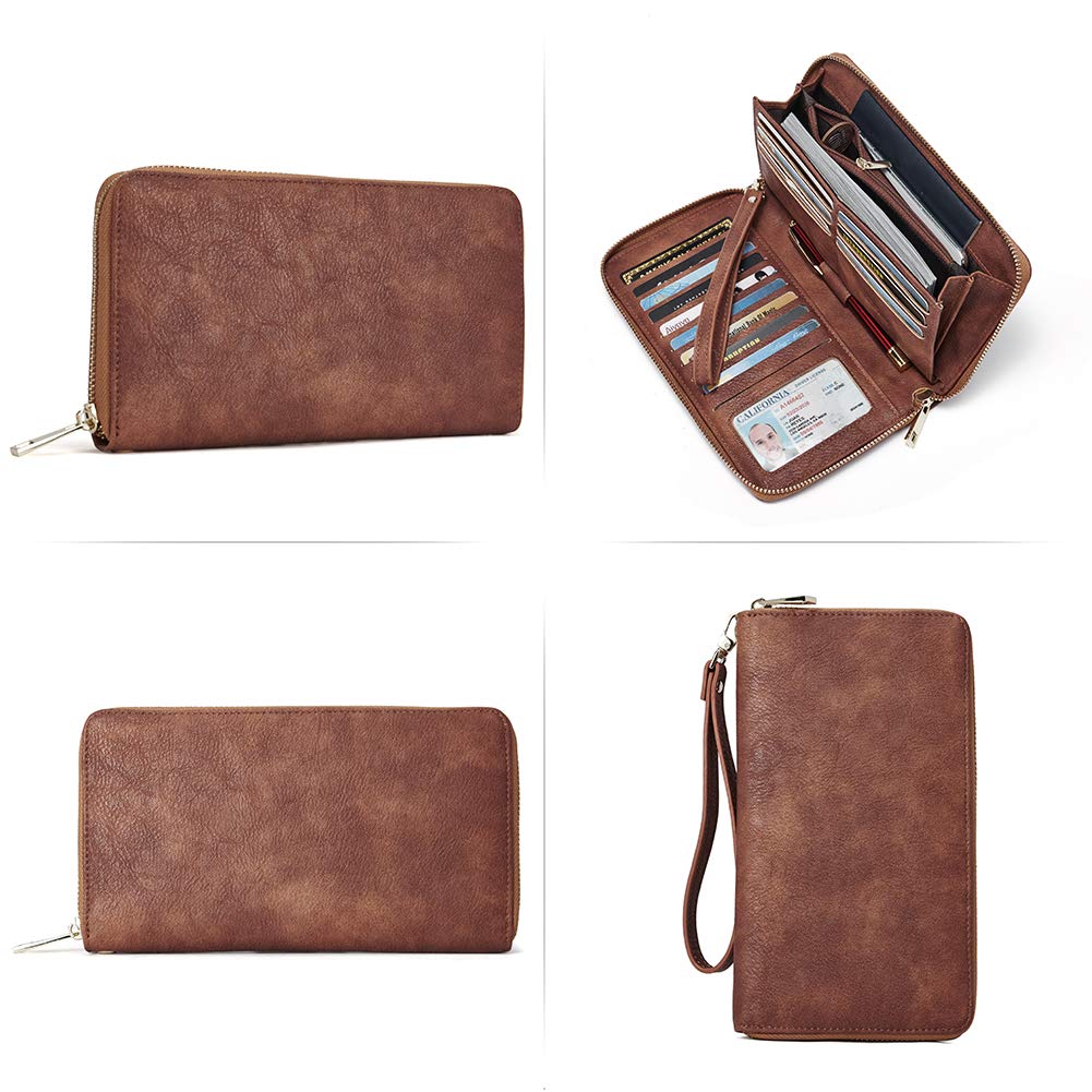 Foto 8 pulgar | Cartera Cluci Para Mujer, Grande, De Piel, Con Bloqueo Rfid, Color Marrón - Venta Internacional.