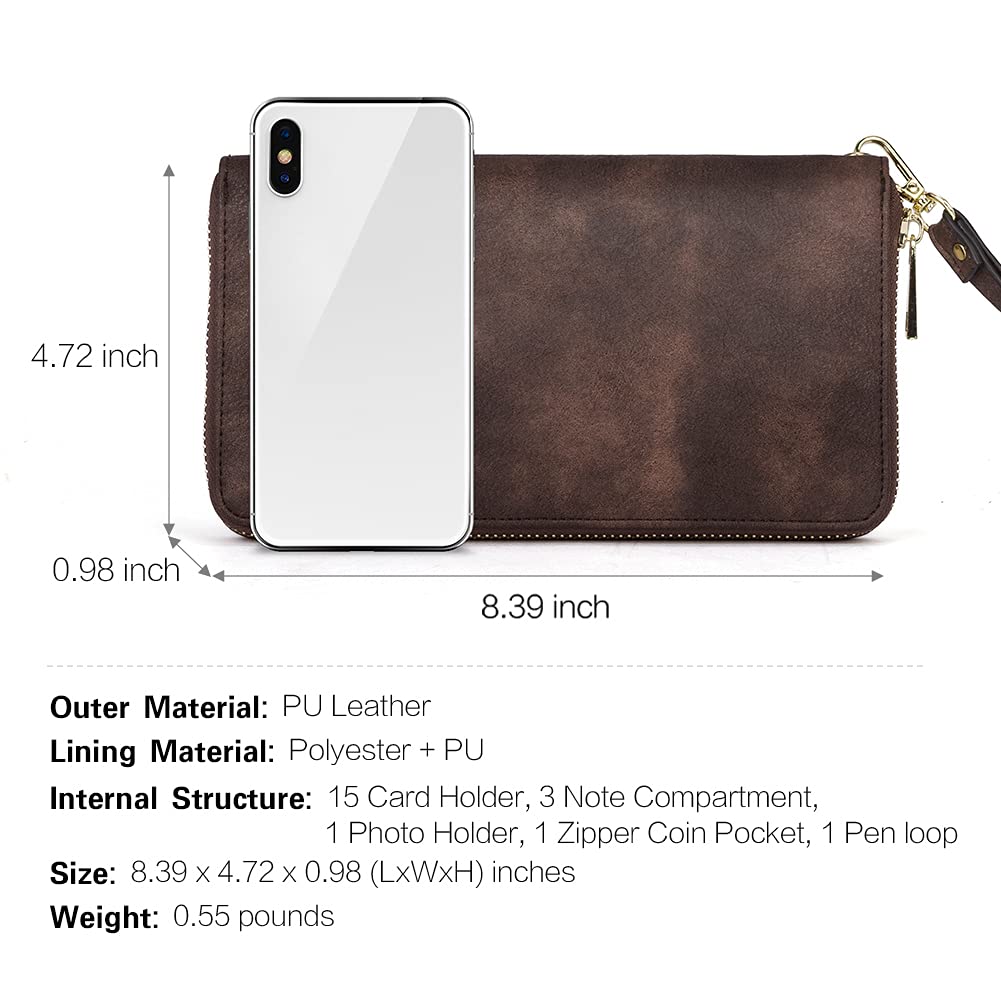 Foto 5 pulgar | Cartera Cluci Para Mujer, Grande, De Piel, Con Bloqueo Rfid, Color Café - Venta Internacional.
