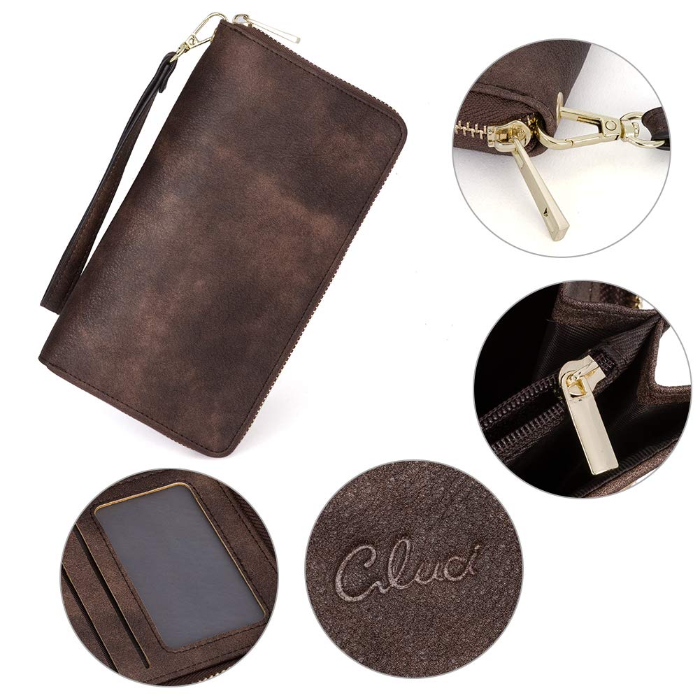 Foto 7 pulgar | Cartera Cluci Para Mujer, Grande, De Piel, Con Bloqueo Rfid, Color Café - Venta Internacional.