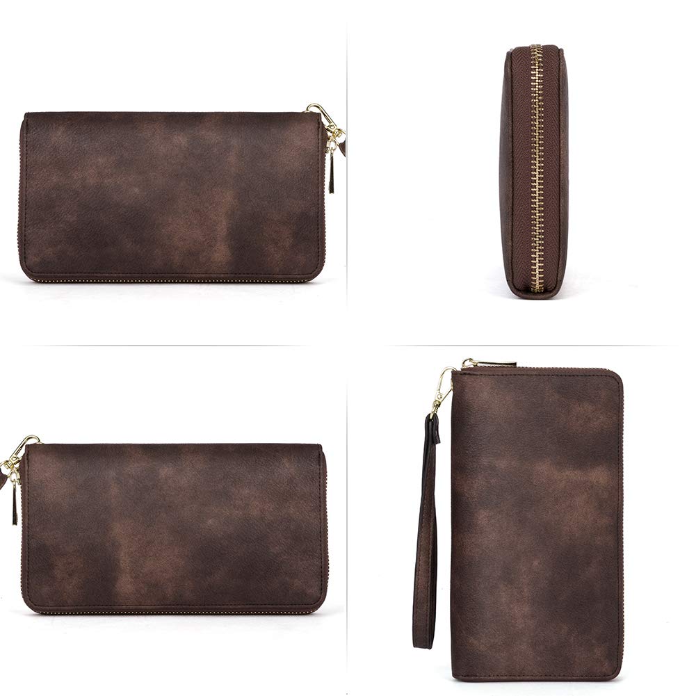 Foto 8 pulgar | Cartera Cluci Para Mujer, Grande, De Piel, Con Bloqueo Rfid, Color Café - Venta Internacional.
