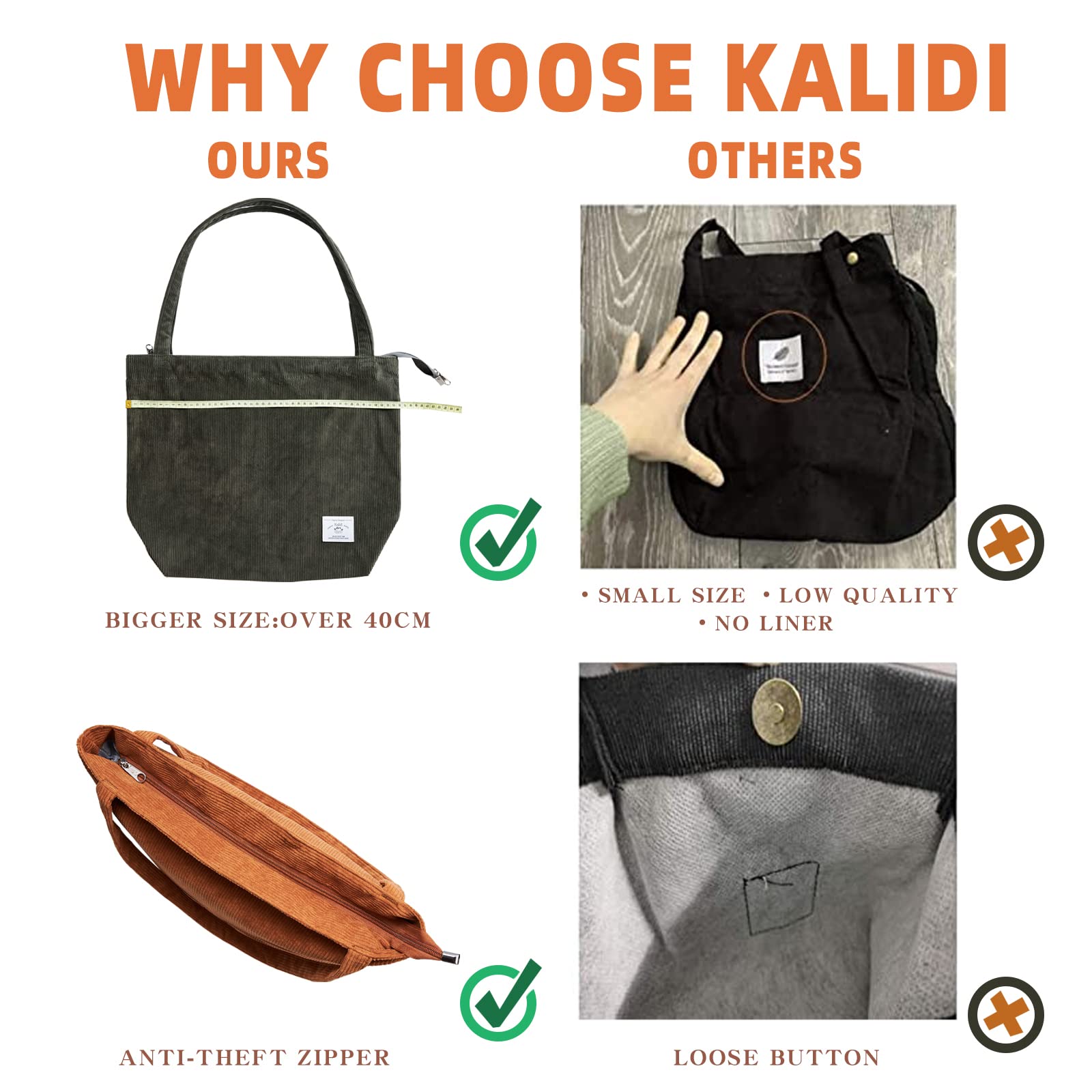 Foto 5 pulgar | Bolso De Mano Kalidi De Pana Para Mujer, De Gran Capacidad, Impermeable - Venta Internacional.