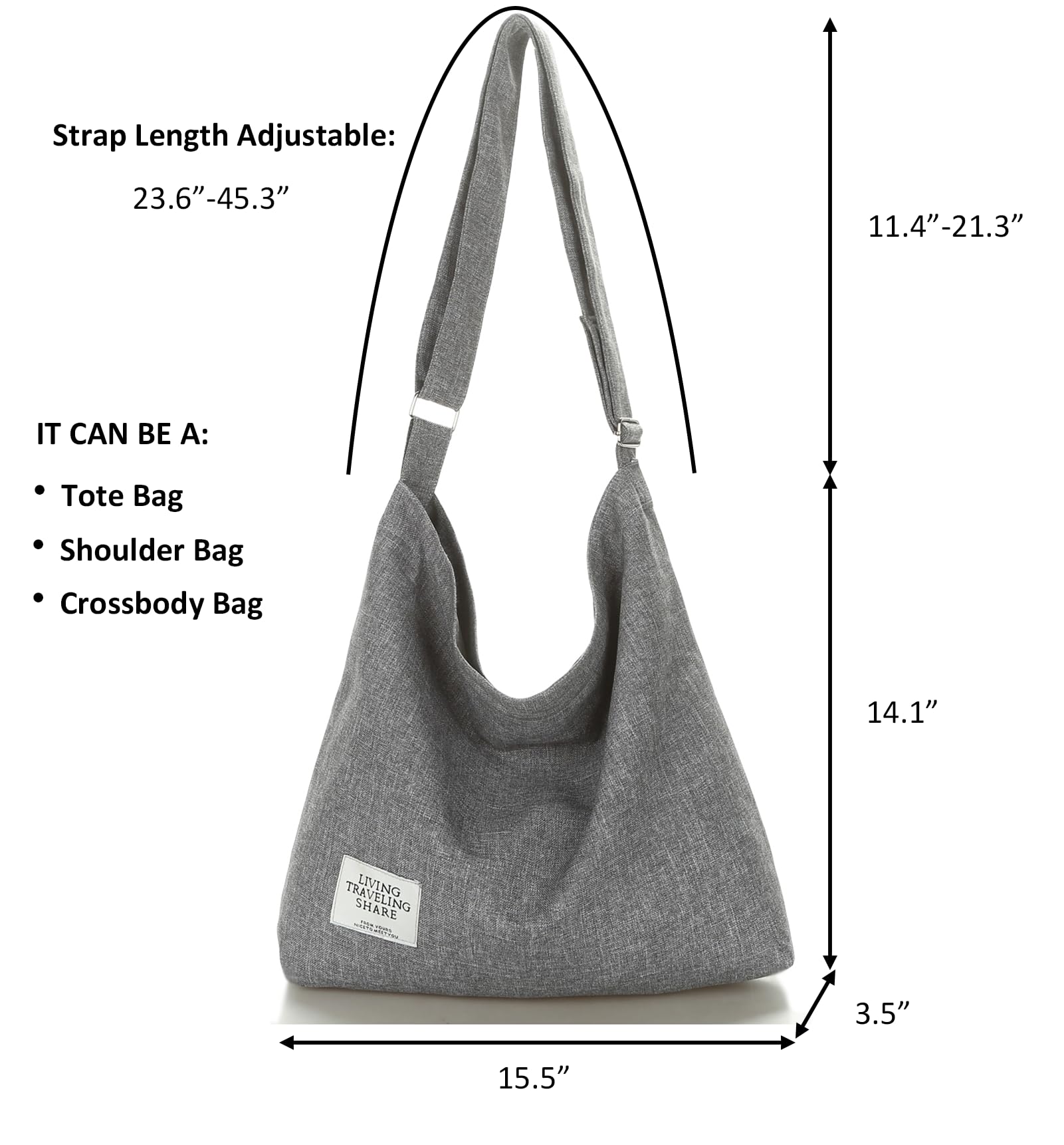 Foto 4 | Bolso de Hombro Covelin Retro Canvas para Mujer - Venta Internacional