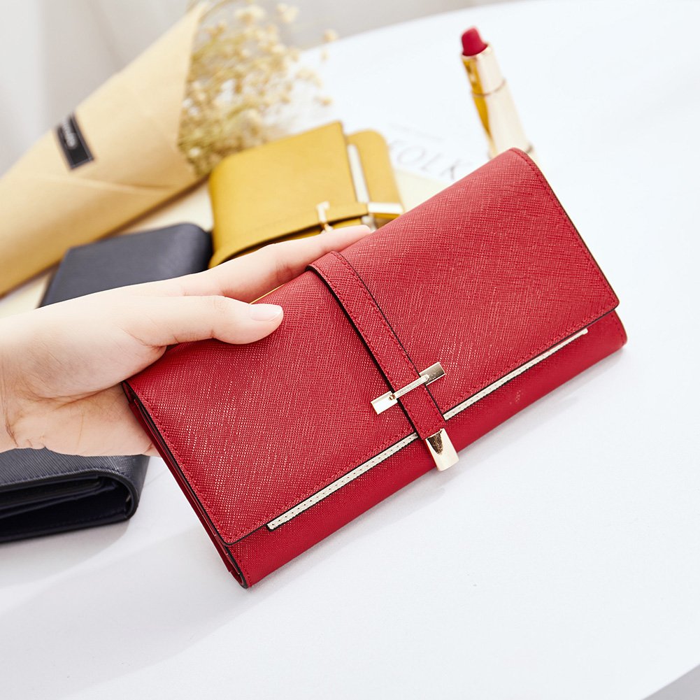 Foto 3 pulgar | Cartera Cluci De Piel Con Tres Pliegues, Color Rojo Vino, Para Mujer - Venta Internacional.