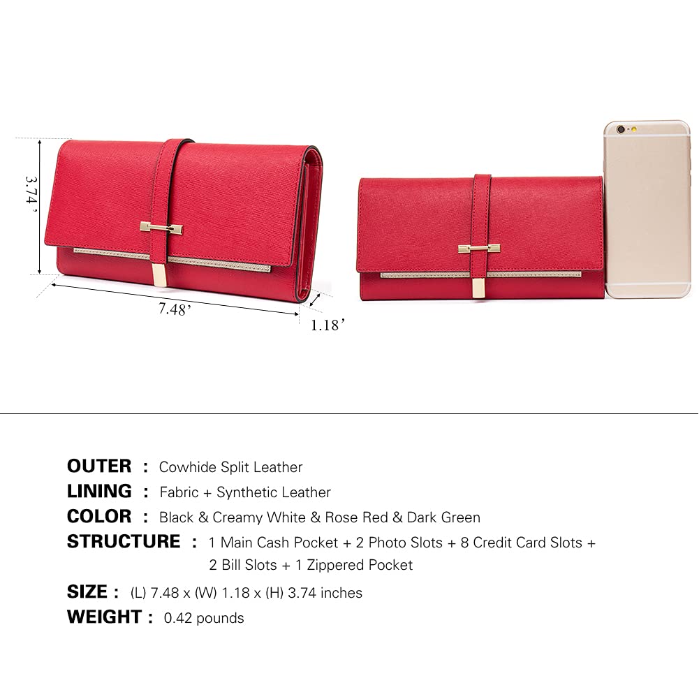 Foto 4 pulgar | Cartera Cluci De Piel Con Tres Pliegues, Color Rojo Vino, Para Mujer - Venta Internacional.