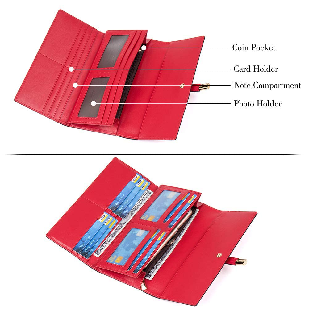 Foto 5 pulgar | Cartera Cluci De Piel Con Tres Pliegues, Color Rojo Vino, Para Mujer - Venta Internacional.