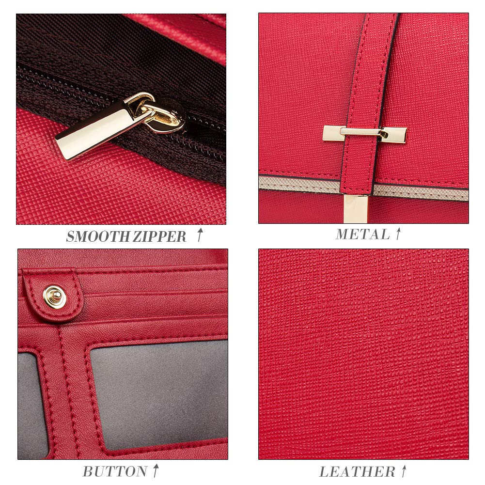 Foto 6 pulgar | Cartera Cluci De Piel Con Tres Pliegues, Color Rojo Vino, Para Mujer - Venta Internacional.