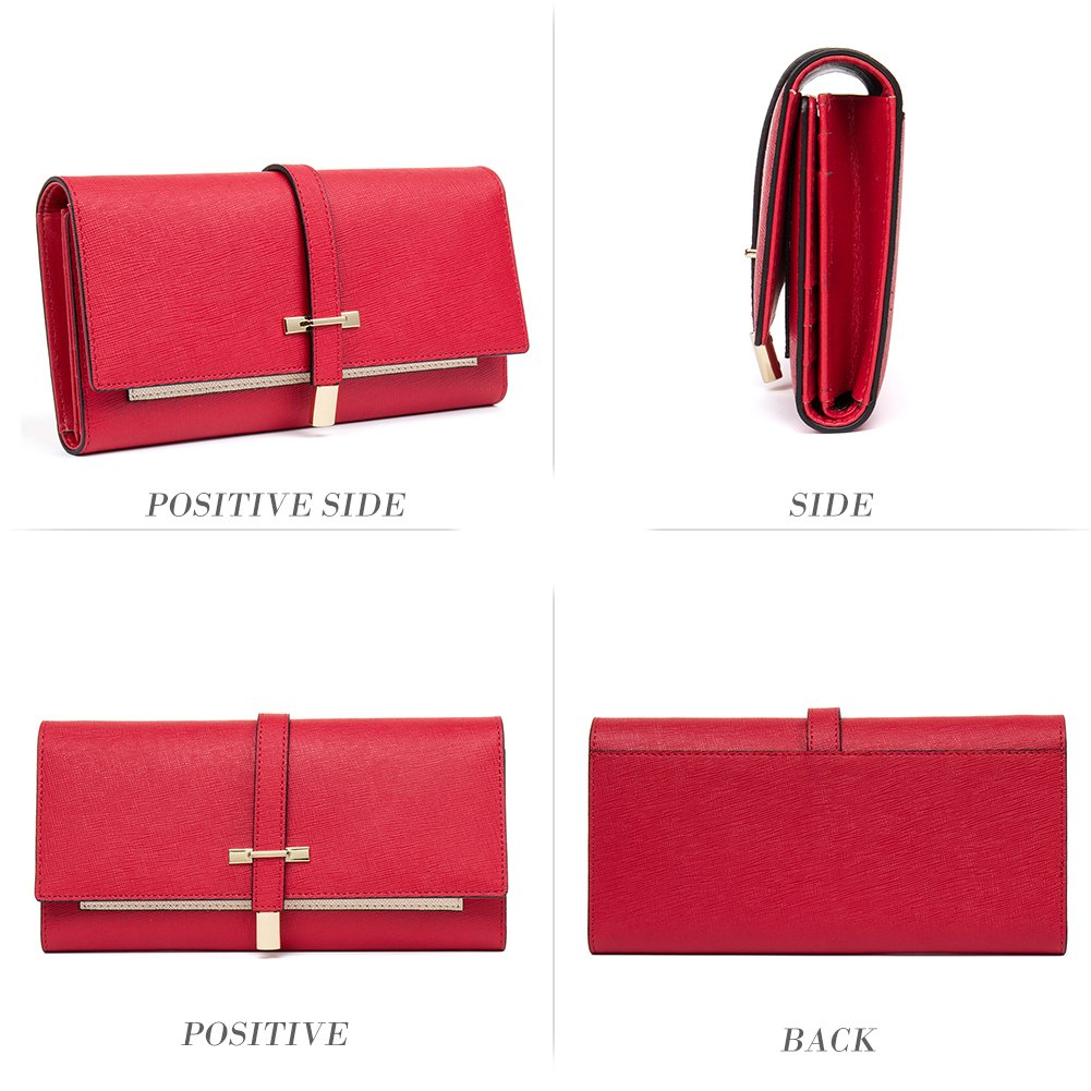 Foto 7 pulgar | Cartera Cluci De Piel Con Tres Pliegues, Color Rojo Vino, Para Mujer - Venta Internacional.