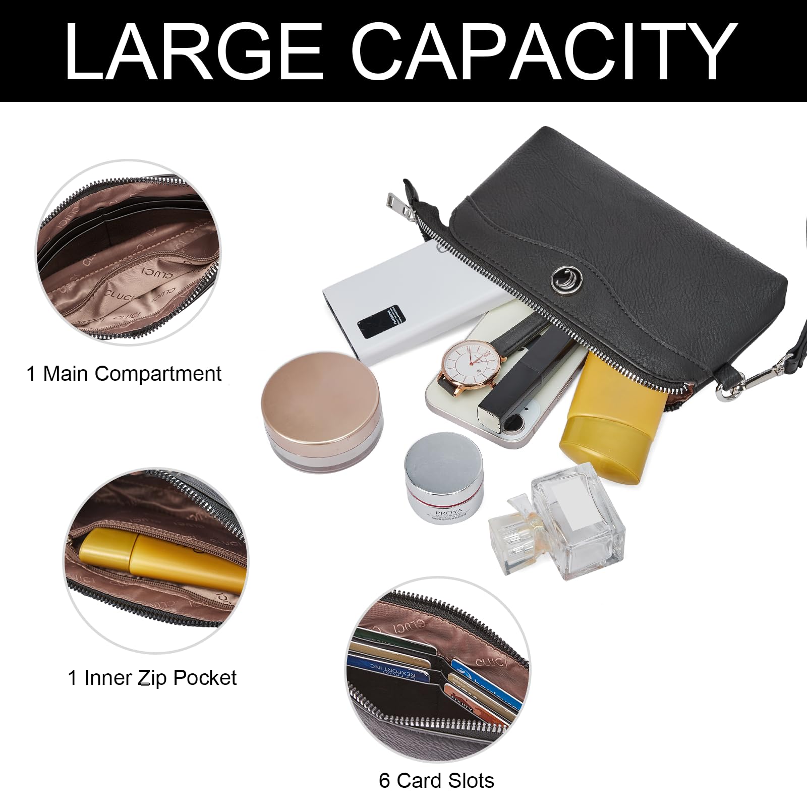 Foto 5 pulgar | Cartera De Pulsera Cluci Para Teléfono Móvil De Viaje, Bolso De Piel Para Mujer - Venta Internacional.