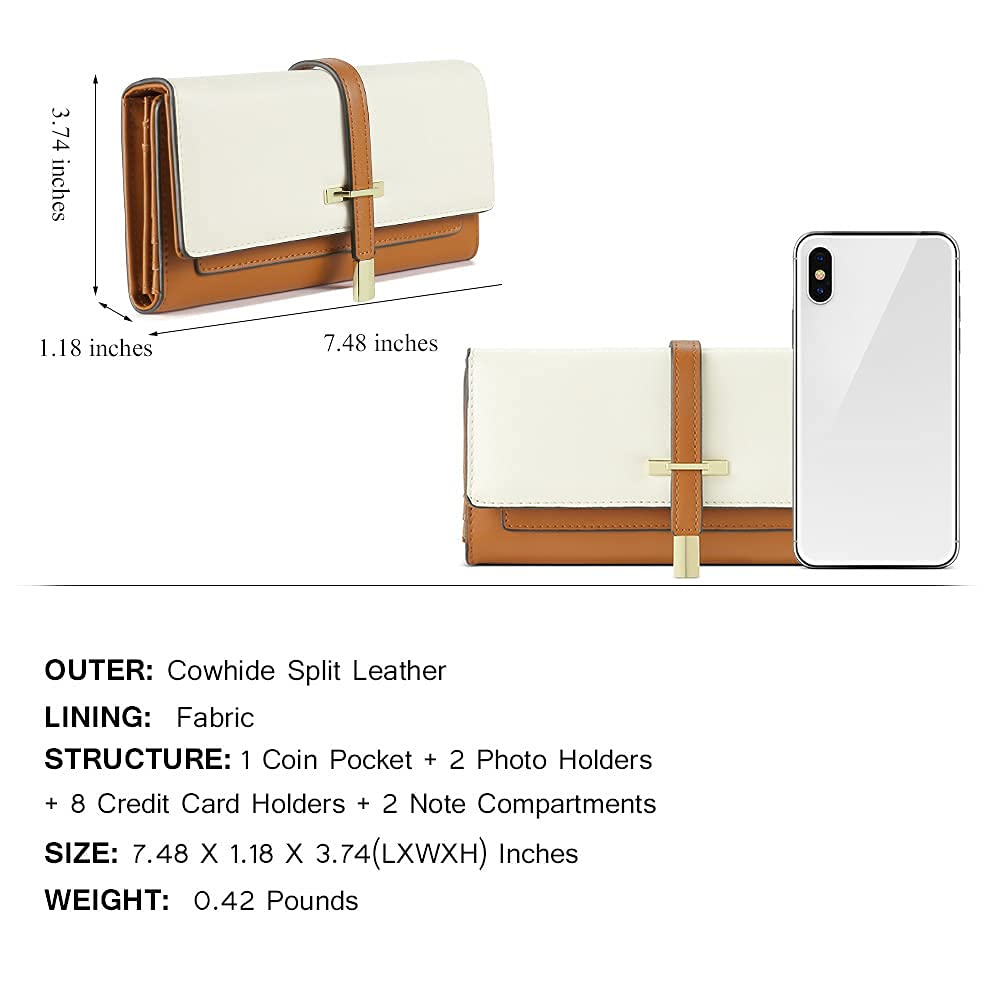 Foto 4 pulgar | Cartera Cluci De Piel Con Tres Pliegues Para Mujer, Marrón Y Beige - Venta Internacional.