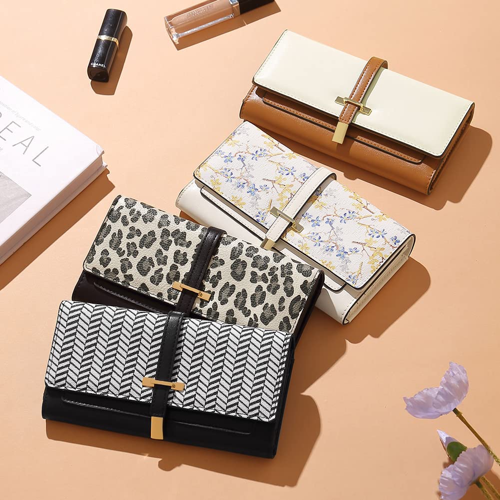 Foto 8 pulgar | Cartera Cluci De Piel Con Tres Pliegues Para Mujer, Marrón Y Beige - Venta Internacional.