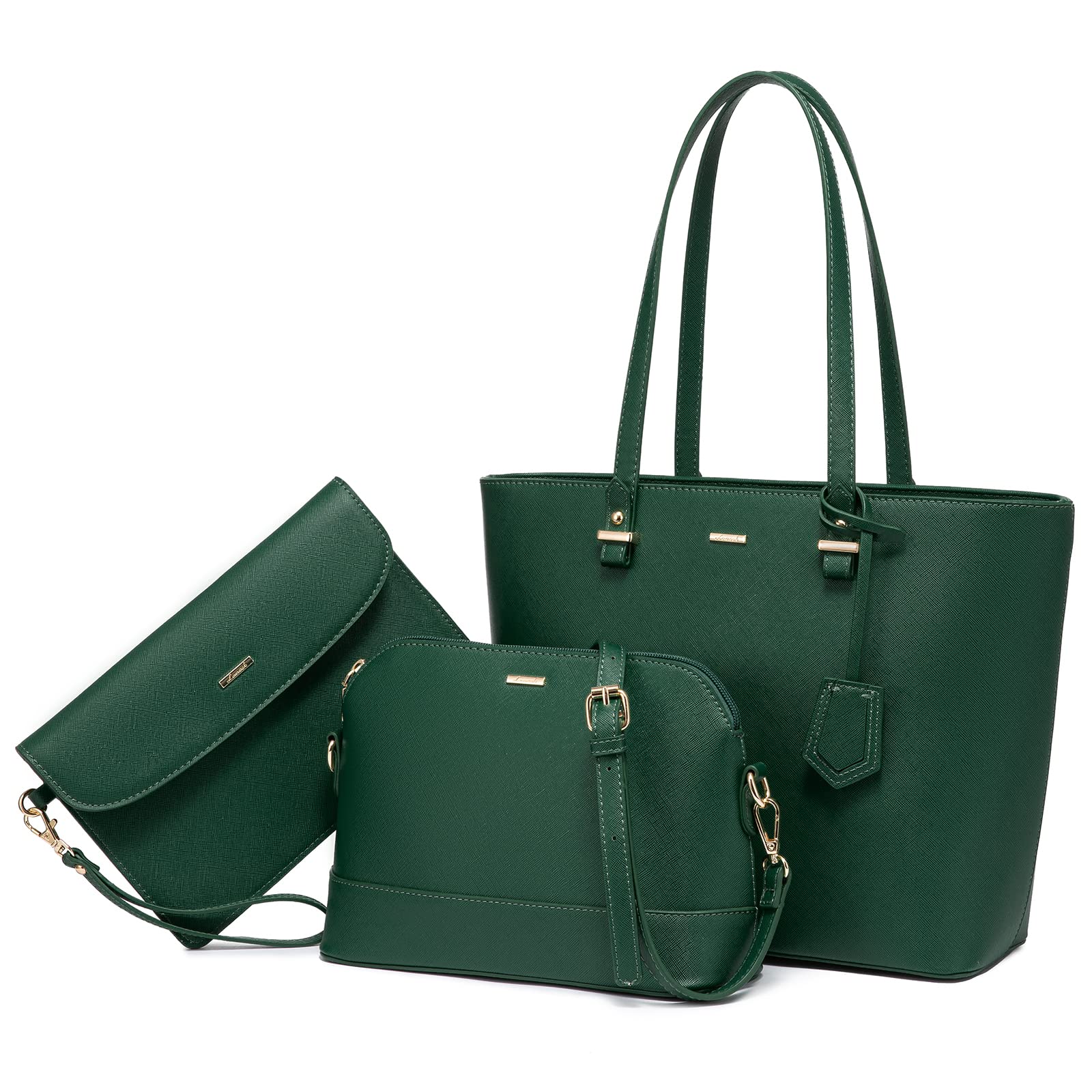 Juego De Bolsos Lovevook De 3 Piezas De Cuero Sintético Verde Oscuro - Venta Internacional.